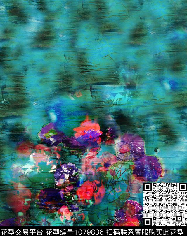 抽象花卉数码华亿平台玫瑰花数码印花华亿平台下载（图片编号: 1079836） - 瓦栏（Walan）