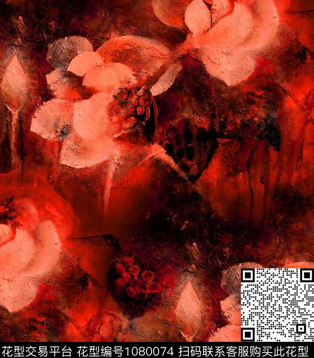 数码华亿平台花卉大牌风数码印花华亿平台下载（图片编号: 1080074） - 瓦栏（Walan）