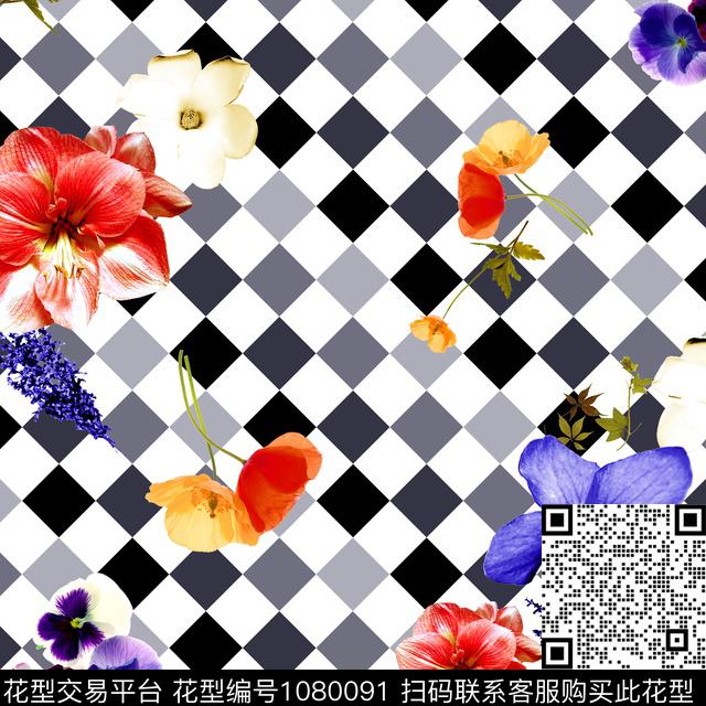 数码华亿平台花卉大牌风数码印花华亿平台下载（图片编号: 1080091） - 瓦栏（Walan）
