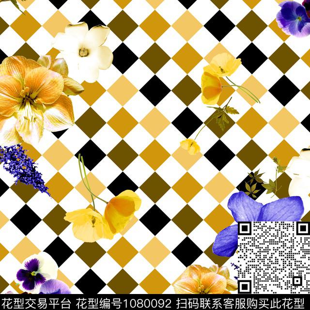 数码华亿平台花卉大牌风数码印花华亿平台下载（图片编号: 1080092） - 瓦栏（Walan）