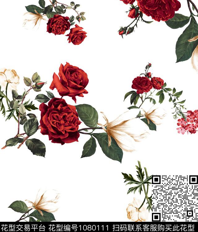 数码华亿平台花卉大牌风数码印花华亿平台下载（图片编号: 1080111） - 瓦栏（Walan）