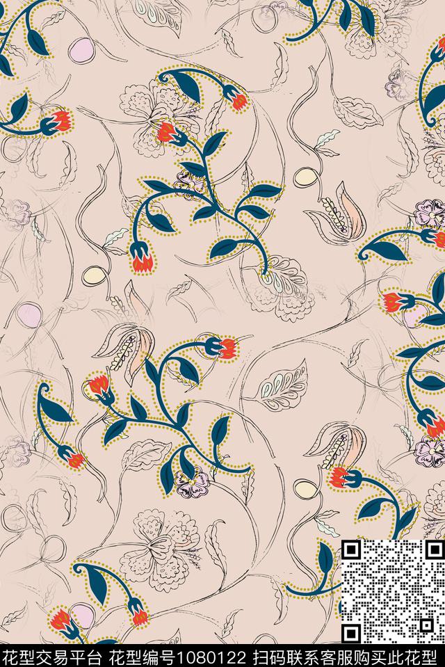 数码华亿平台小碎花花卉数码印花华亿平台下载（图片编号: 1080122） - 瓦栏（Walan）
