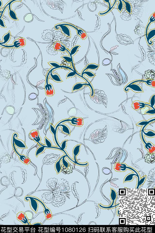 数码华亿平台小碎花花卉数码印花华亿平台下载（图片编号: 1080126） - 瓦栏（Walan）
