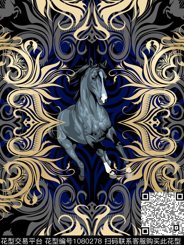 古典花纹马男装数码印花华亿平台下载（图片编号: 1080278） - 瓦栏（Walan）