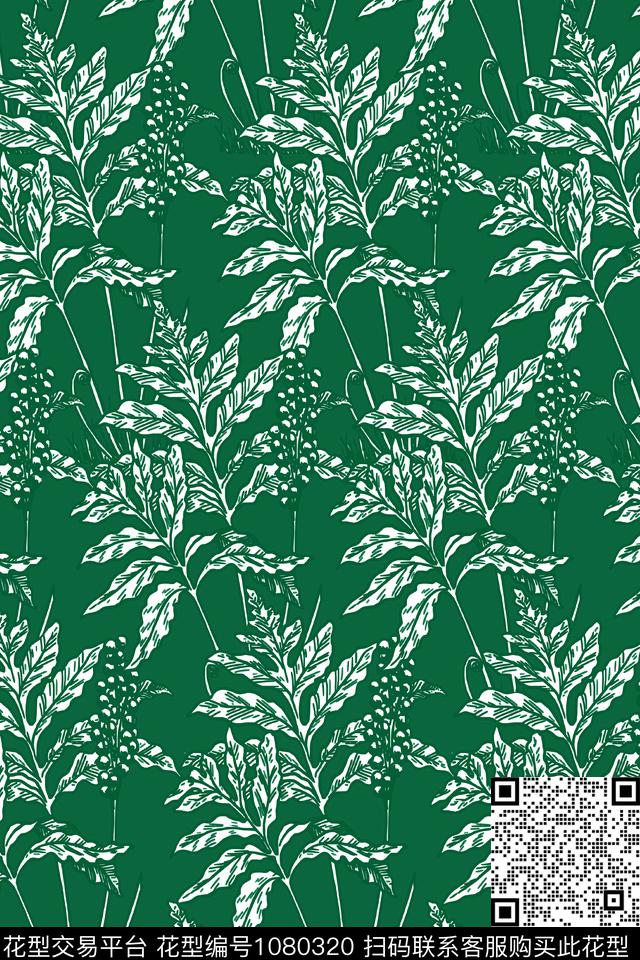 植物蕨类植物热带华亿平台数码印花华亿平台下载（图片编号: 1080320） - 瓦栏（Walan）