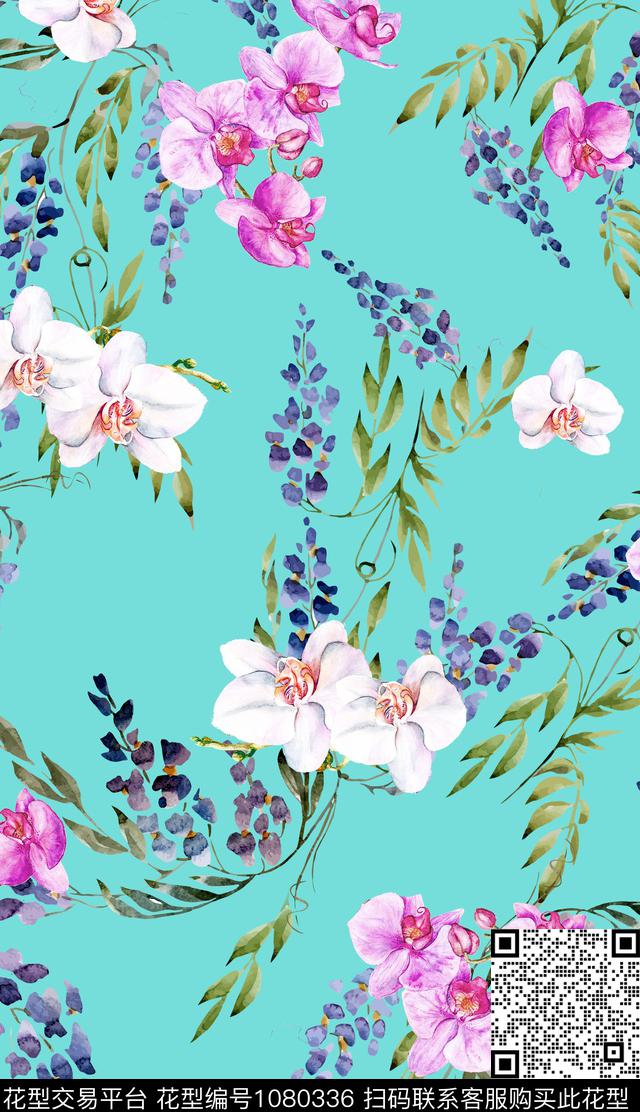 数码华亿平台花卉清爽底花卉数码印花华亿平台下载（图片编号: 1080336） - 瓦栏（Walan）