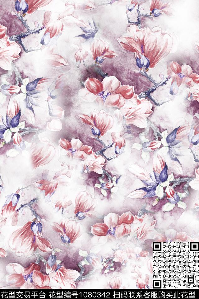 数码华亿平台抽象花卉数码印花华亿平台下载（图片编号: 1080342） - 瓦栏（Walan）