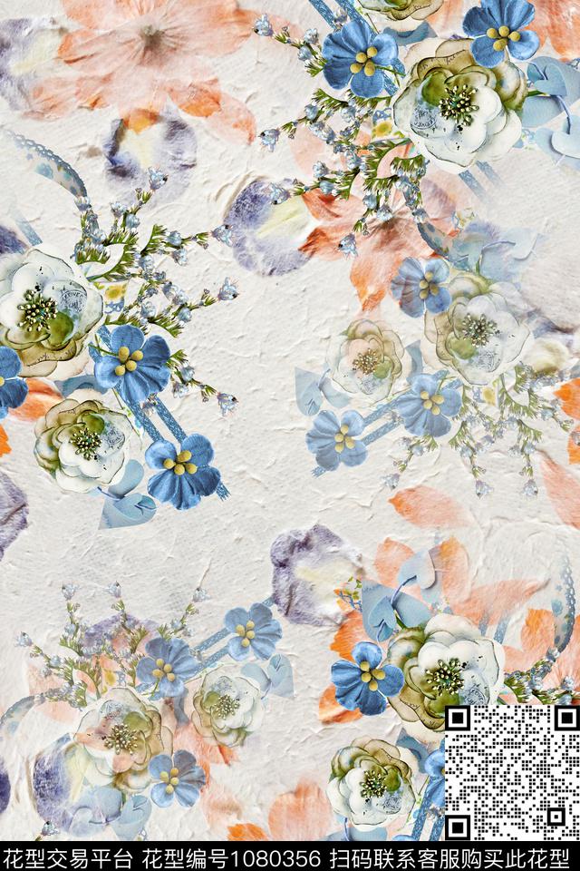 数码华亿平台抽象花卉数码印花华亿平台下载（图片编号: 1080356） - 瓦栏（Walan）