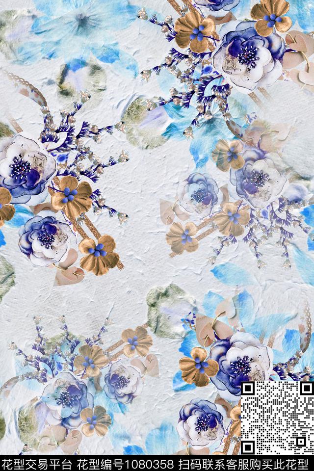 数码华亿平台抽象花卉数码印花华亿平台下载（图片编号: 1080358） - 瓦栏（Walan）