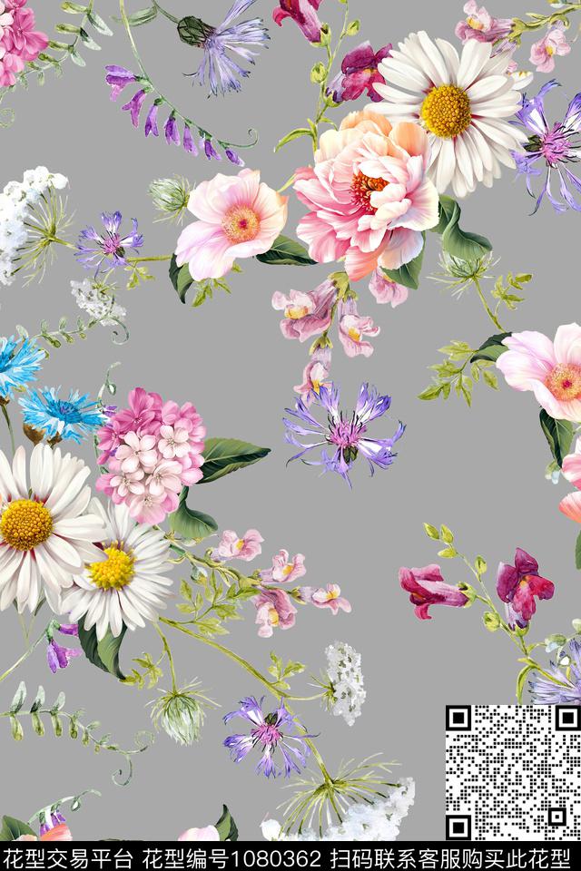 数码华亿平台花卉彩地花卉数码印花华亿平台下载（图片编号: 1080362） - 瓦栏（Walan）