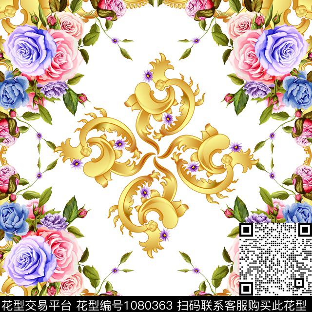 民族花卉欧式定位花手绘花卉数码印花华亿平台下载（图片编号: 1080363） - 瓦栏（Walan）