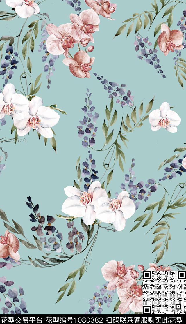 数码华亿平台花卉清爽底花卉数码印花华亿平台下载（图片编号: 1080382） - 瓦栏（Walan）