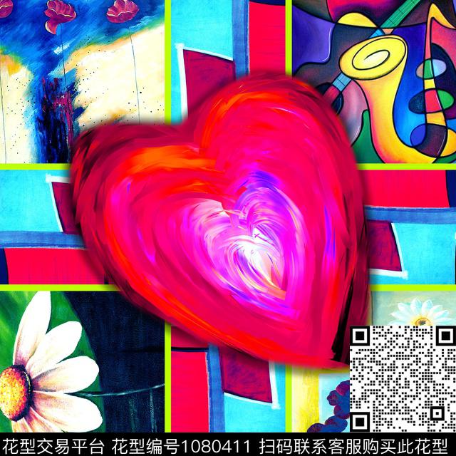 抽象花卉油画华亿平台小方巾数码印花华亿平台下载（图片编号: 1080411） - 瓦栏（Walan）