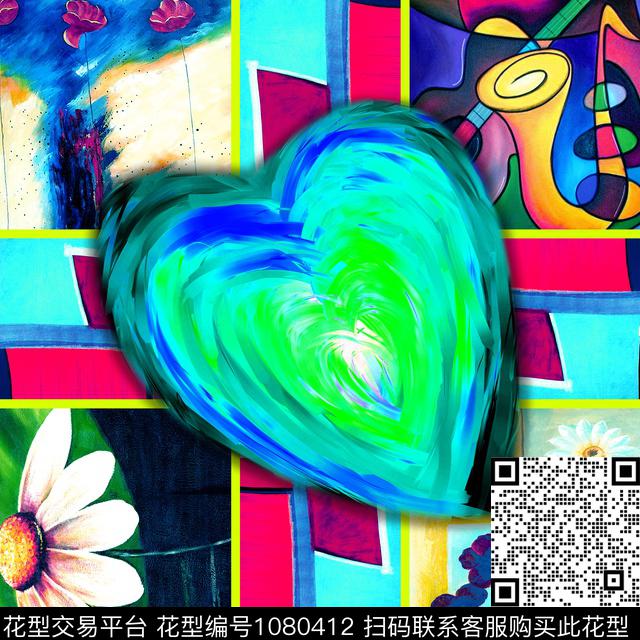 抽象花卉油画华亿平台小方巾数码印花华亿平台下载（图片编号: 1080412） - 瓦栏（Walan）