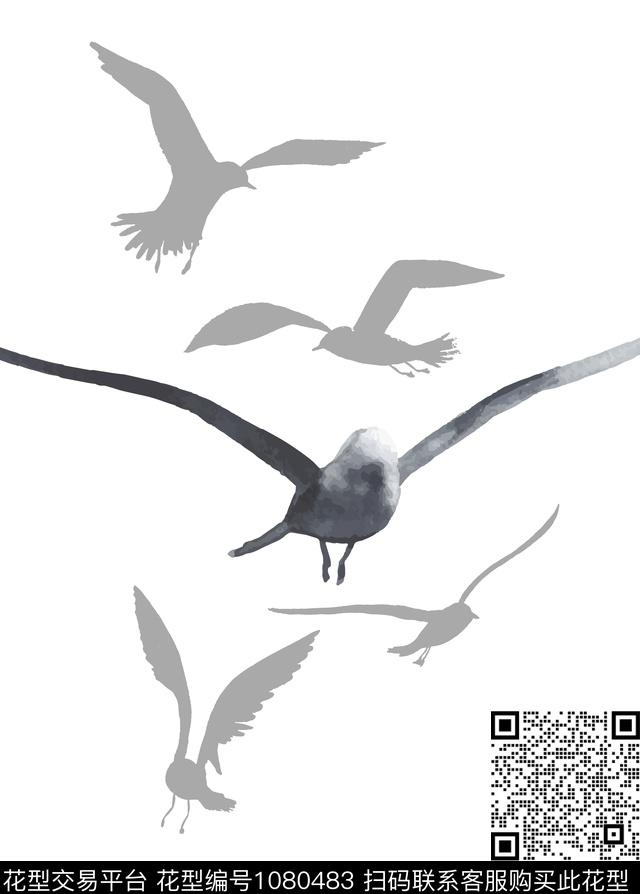 鸟胸前独幅创意数码印花华亿平台下载（图片编号: 1080483） - 瓦栏（Walan）
