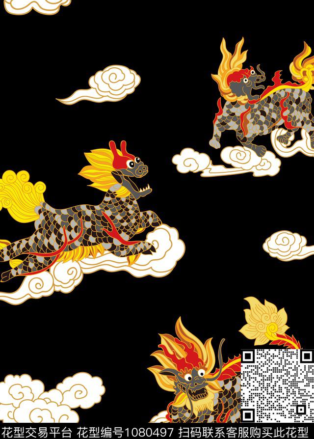 中国风创意龙数码印花华亿平台下载（图片编号: 1080497） - 瓦栏（Walan）