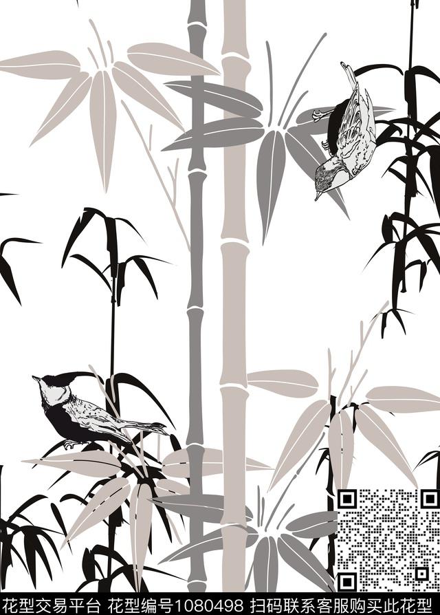 中国风创意竹子数码印花华亿平台下载（图片编号: 1080498） - 瓦栏（Walan）