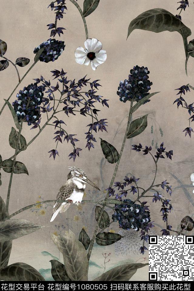 国画工笔花鸟中国风数码印花华亿平台下载（图片编号: 1080505） - 瓦栏（Walan）