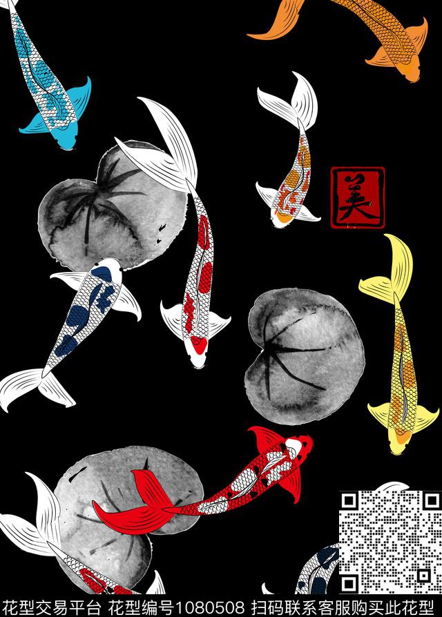 中国风创意水墨风数码印花华亿平台下载（图片编号: 1080508） - 瓦栏（Walan）