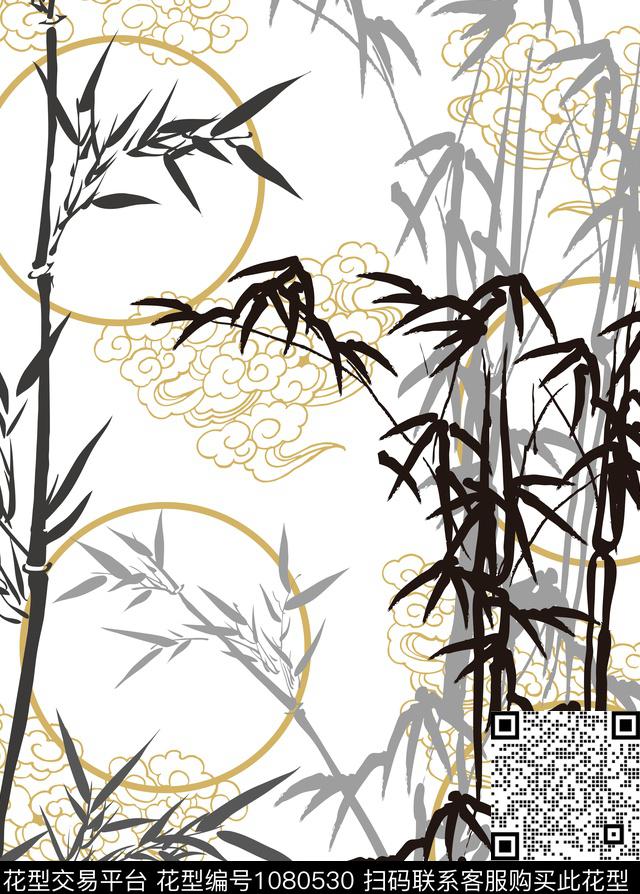 中国风创意竹子数码印花华亿平台下载（图片编号: 1080530） - 瓦栏（Walan）