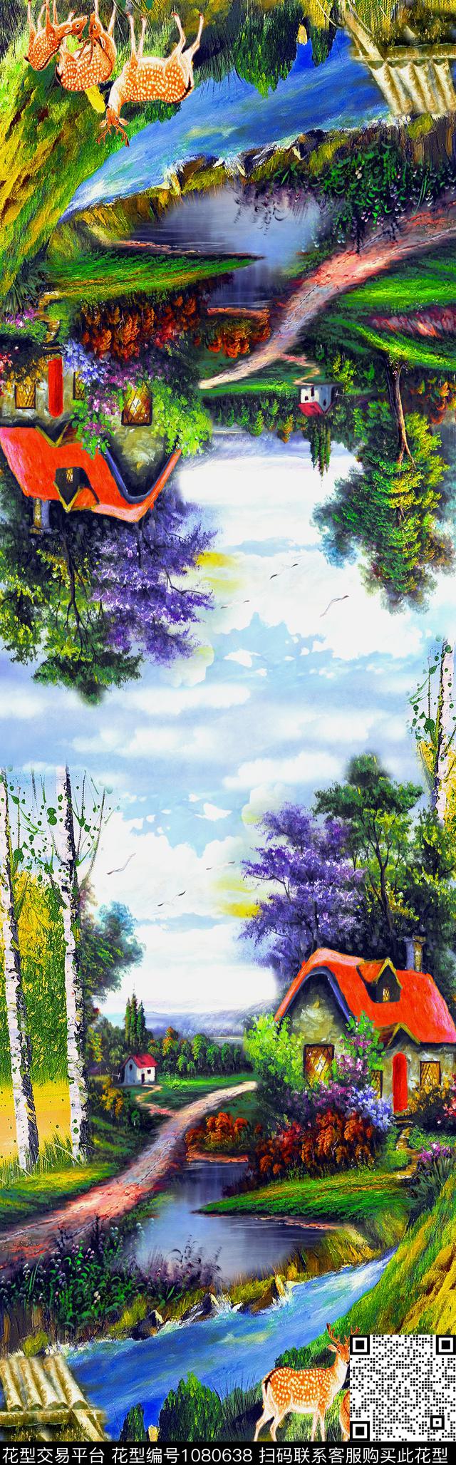 油画华亿平台披肩长巾风景景观数码印花华亿平台下载（图片编号: 1080638） - 瓦栏（Walan）