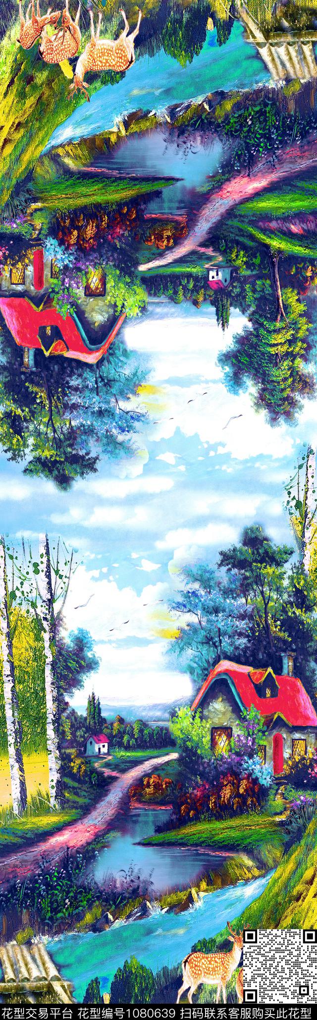 油画华亿平台披肩长巾风景景观数码印花华亿平台下载（图片编号: 1080639） - 瓦栏（Walan）