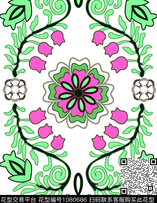 数码华亿平台抽象花卉印花数码印花华亿平台下载（图片编号: 1080686） - 瓦栏（Walan）