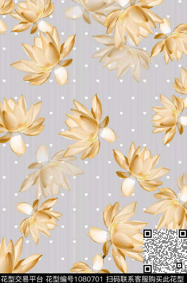 数码华亿平台花卉荷花数码印花华亿平台下载（图片编号: 1080701） - 瓦栏（Walan）