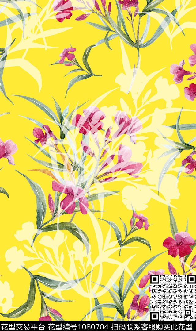 数码华亿平台花卉彩色地花卉数码印花华亿平台下载（图片编号: 1080704） - 瓦栏（Walan）