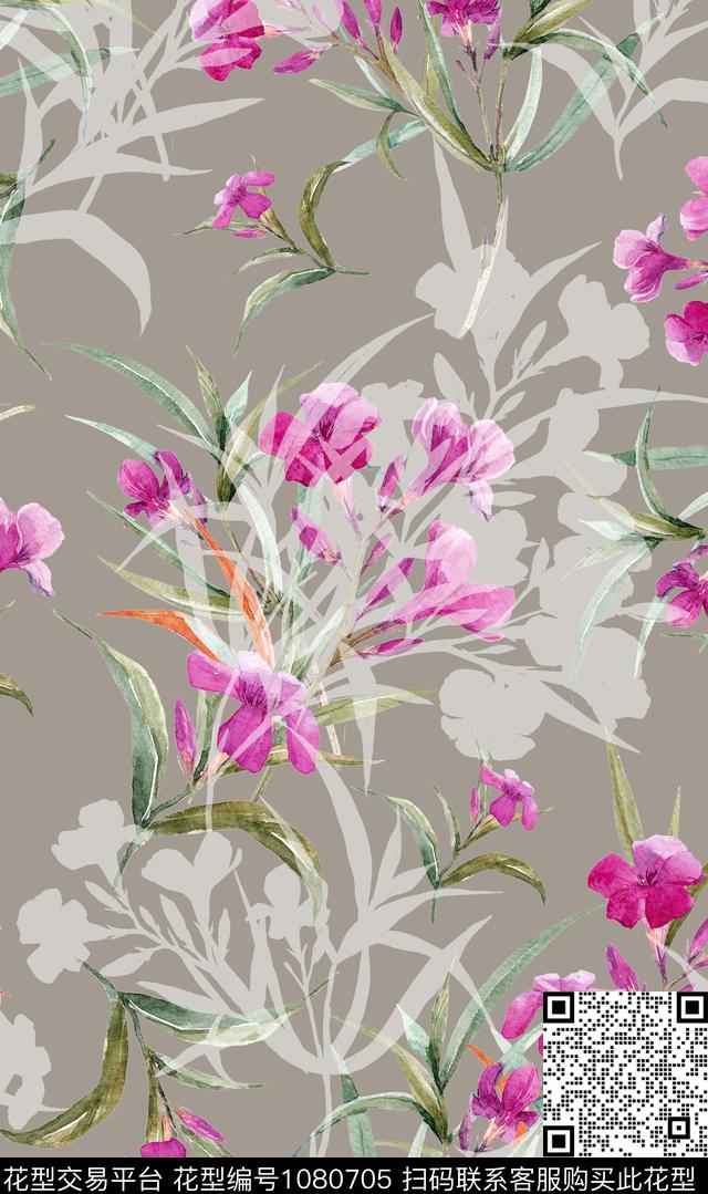 数码华亿平台花卉彩色地花卉数码印花华亿平台下载（图片编号: 1080705） - 瓦栏（Walan）