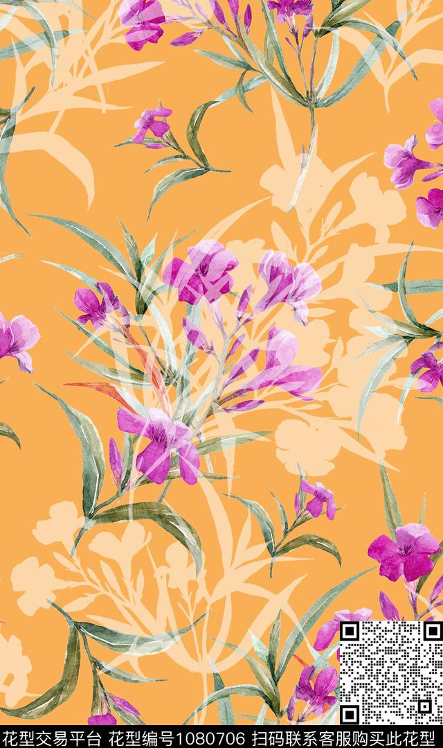 数码华亿平台花卉彩色地花卉数码印花华亿平台下载（图片编号: 1080706） - 瓦栏（Walan）