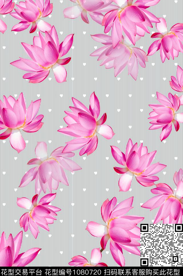 数码华亿平台花卉荷花数码印花华亿平台下载（图片编号: 1080720） - 瓦栏（Walan）
