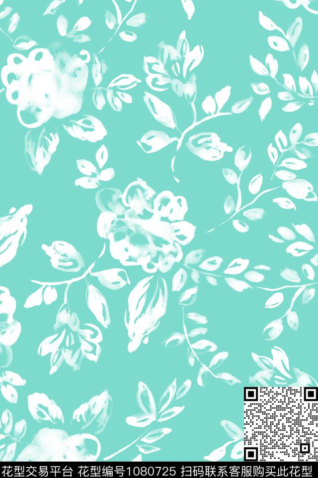 花卉清爽底花卉简约传统印花华亿平台下载（图片编号: 1080725） - 瓦栏（Walan）