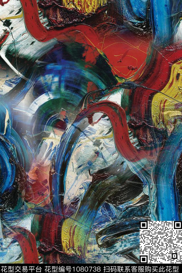 肌理抽象油画华亿平台数码印花华亿平台下载（图片编号: 1080738） - 瓦栏（Walan）