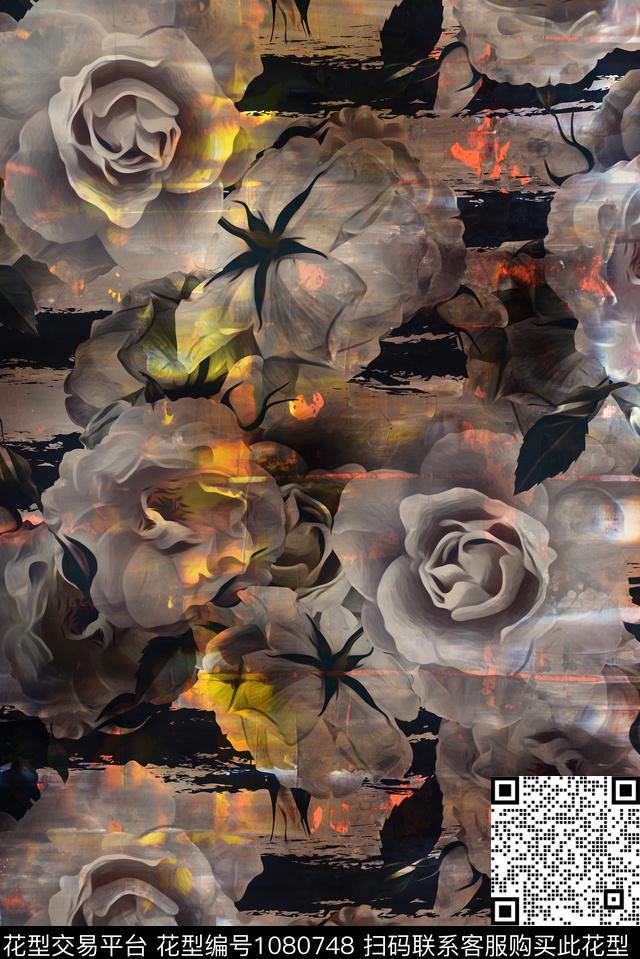 条纹数码华亿平台花卉数码印花华亿平台下载（图片编号: 1080748） - 瓦栏（Walan）