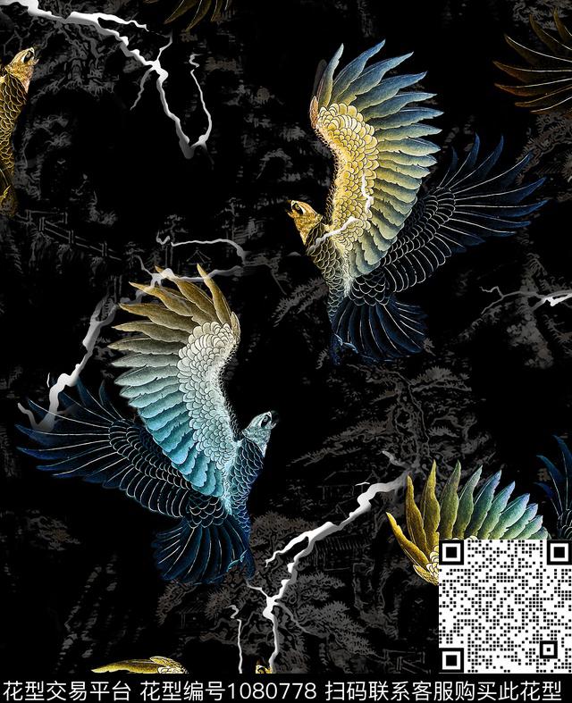 数码华亿平台老鹰抽象数码印花华亿平台下载（图片编号: 1080778） - 瓦栏（Walan）