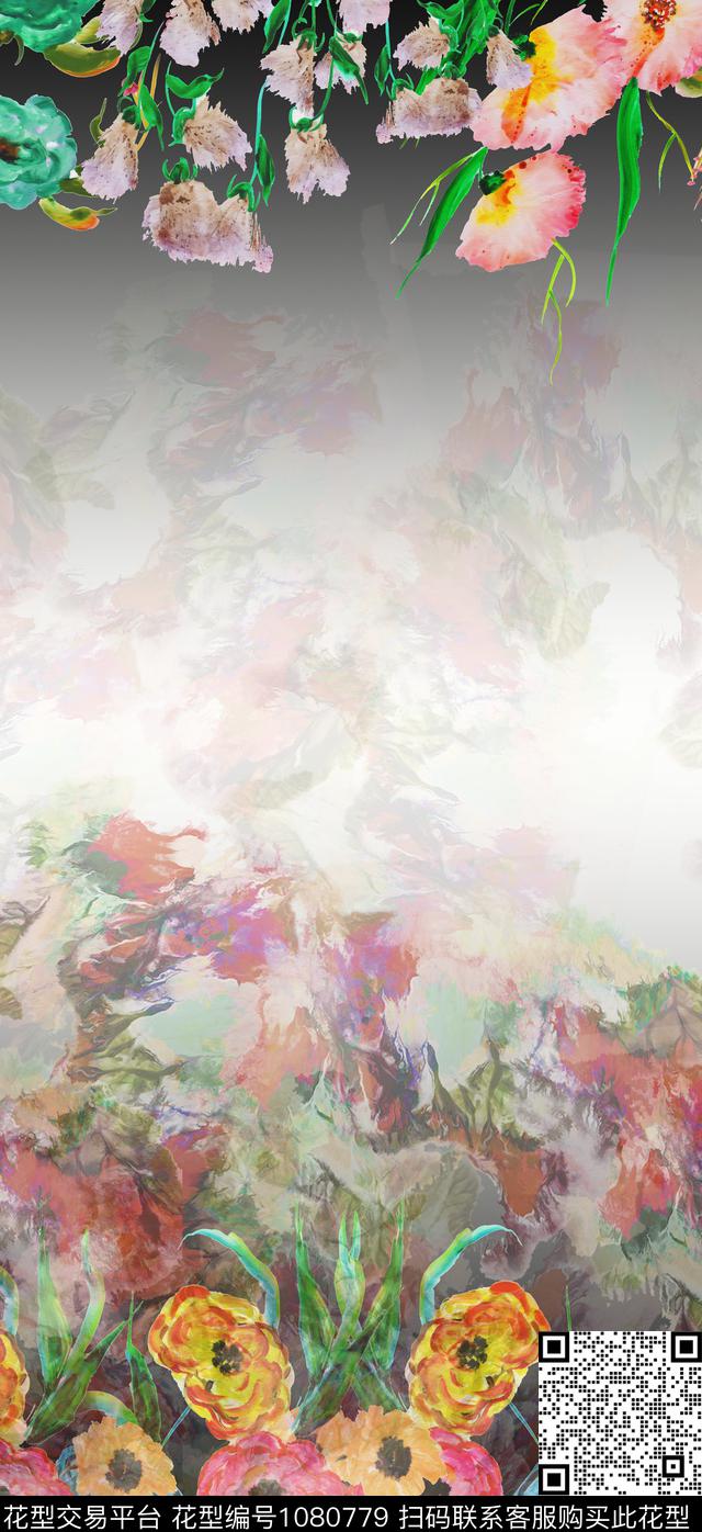 数码华亿平台春夏华亿平台手绘花卉数码印花华亿平台下载（图片编号: 1080779） - 瓦栏（Walan）