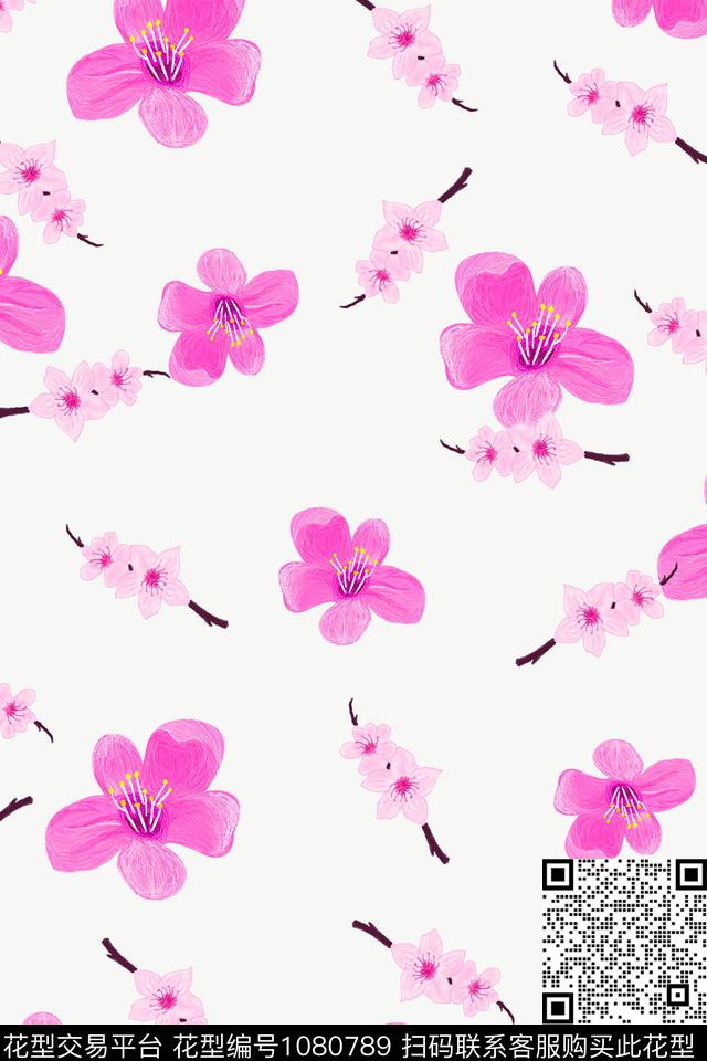 数码华亿平台春夏华亿平台手绘花卉数码印花华亿平台下载（图片编号: 1080789） - 瓦栏（Walan）