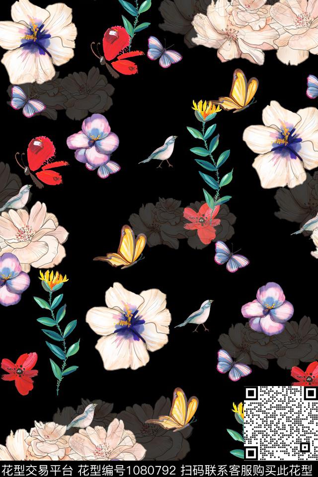 动物花卉数码华亿平台蔷薇花数码印花华亿平台下载（图片编号: 1080792） - 瓦栏（Walan）
