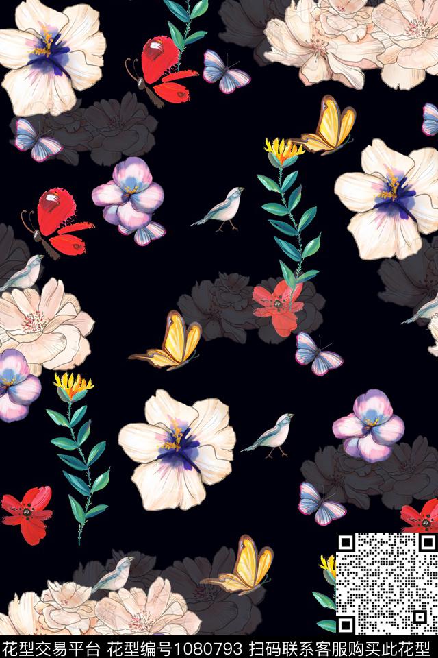 动物花卉数码华亿平台蔷薇花数码印花华亿平台下载（图片编号: 1080793） - 瓦栏（Walan）