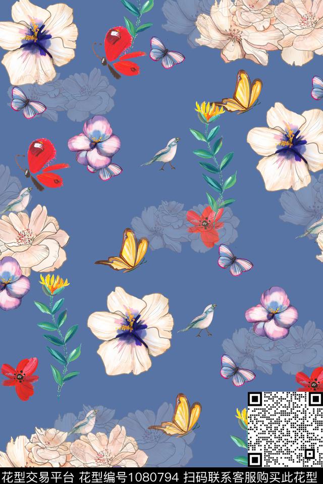 动物花卉数码华亿平台蔷薇花数码印花华亿平台下载（图片编号: 1080794） - 瓦栏（Walan）