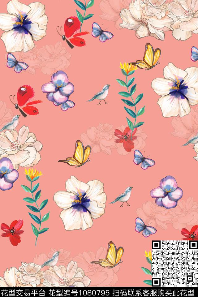 动物花卉数码华亿平台蔷薇花数码印花华亿平台下载（图片编号: 1080795） - 瓦栏（Walan）