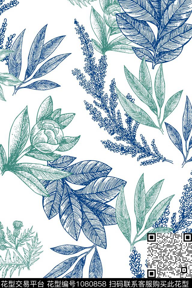 手绘花卉花卉女装传统印花华亿平台下载（图片编号: 1080858） - 瓦栏（Walan）