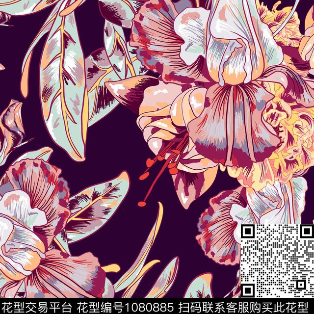 民族花卉传统华亿平台简约传统印花华亿平台下载（图片编号: 1080885） - 瓦栏（Walan）