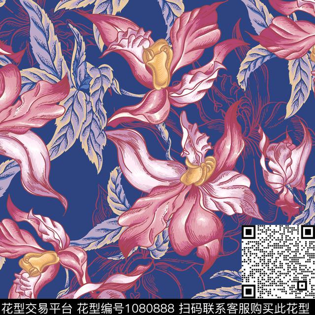 秋冬华亿平台彩底花卉传统华亿平台传统印花华亿平台下载（图片编号: 1080888） - 瓦栏（Walan）