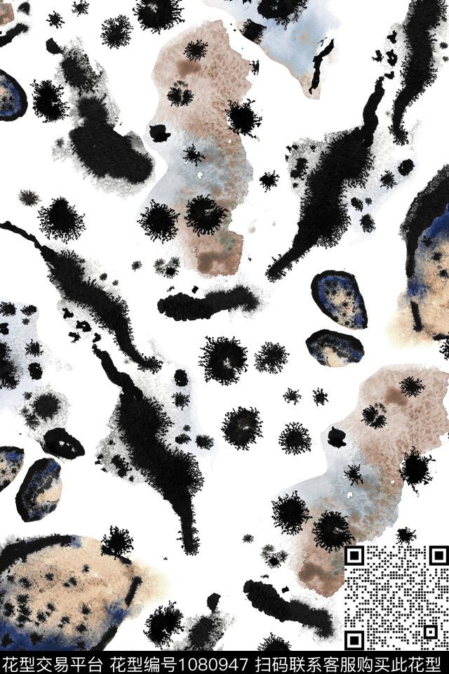 肌理水墨风复古数码印花华亿平台下载（图片编号: 1080947） - 瓦栏（Walan）