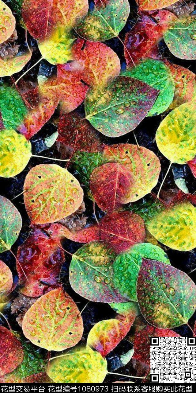 抽象花卉抽象抽象叶子数码印花华亿平台下载（图片编号: 1080973） - 瓦栏（Walan）