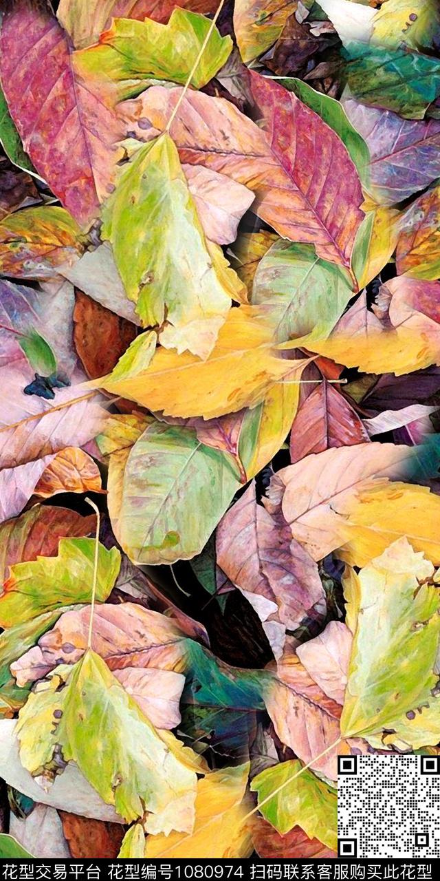 抽象花卉抽象抽象叶子数码印花华亿平台下载（图片编号: 1080974） - 瓦栏（Walan）