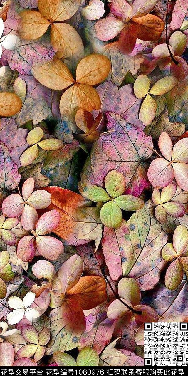 抽象花卉小碎花抽象数码印花华亿平台下载（图片编号: 1080976） - 瓦栏（Walan）