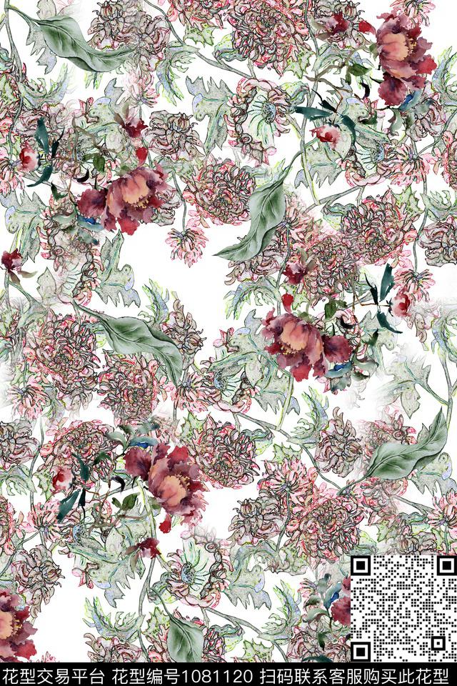花卉清爽底花卉小碎花数码印花华亿平台下载（图片编号: 1081120） - 瓦栏（Walan）
